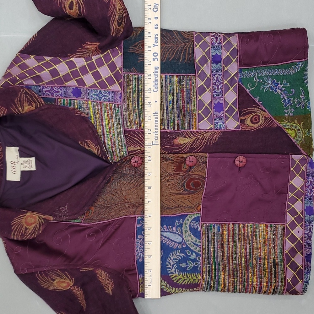 Anu By Natural Patchwork Blazer Jacket Woman's Me… - image 3